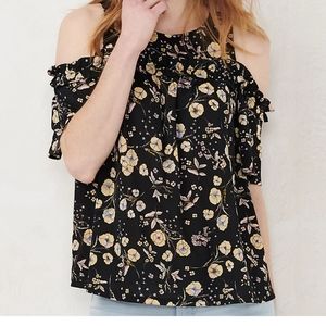 Women's LC Lauren Conrad Ruffle Cold-Shoulder Top